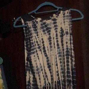 Long frayed tye dye shirt (blue and white)
